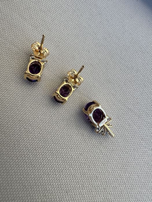 Set cercei si pandantiv din aur, ametist si diamante