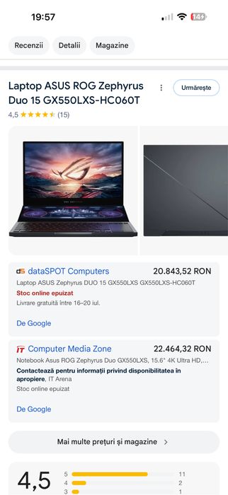 ASUS ROG Zephyrus Duo 15 i9 RTX 2080 Super 32GB SSD 2TB
