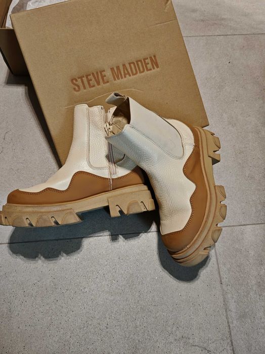 Кожени боти Steve Madden- Merylin, Бежов, Крем, 32 EU естествена кожа