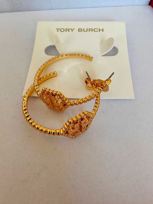 Обеци на Tory Burch - logo round earrings