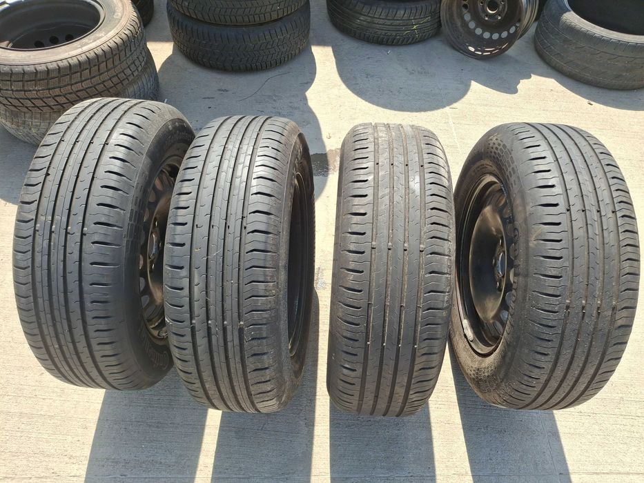 4бр. железни джанти 16 цола 5x112 за VW Tiguan с летни гуми 215/65/16 Continental