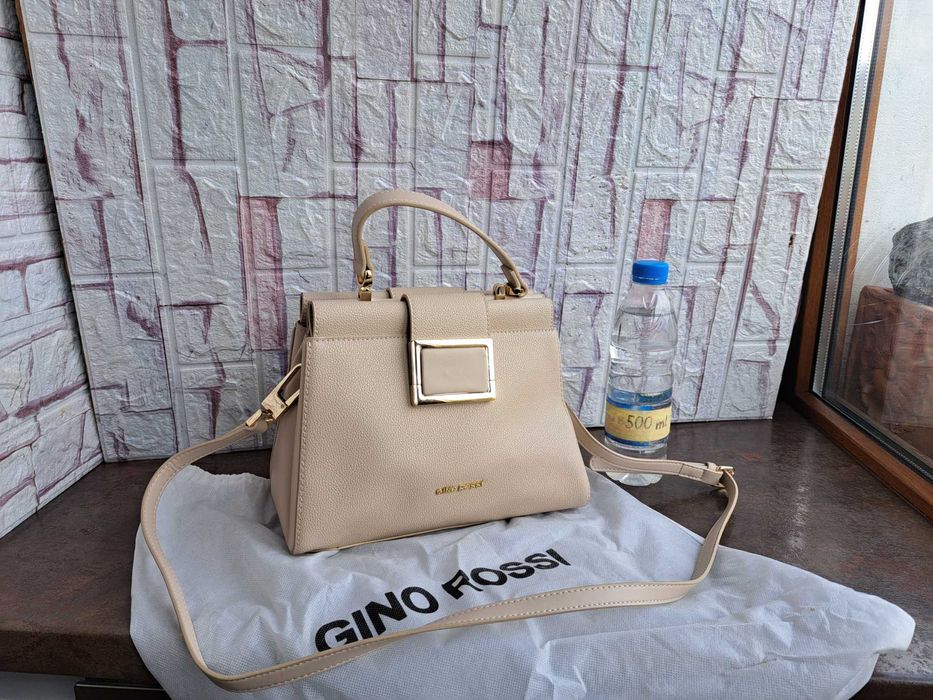дамска чанта,малка бежова чантичка,Gino Rossi-Нова!естествена кожа