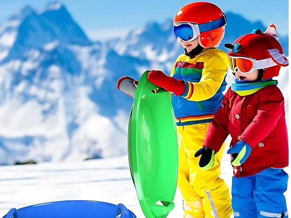 Sanie tip farfurie rotunda din plastic pentru zapada cu manere 62cm