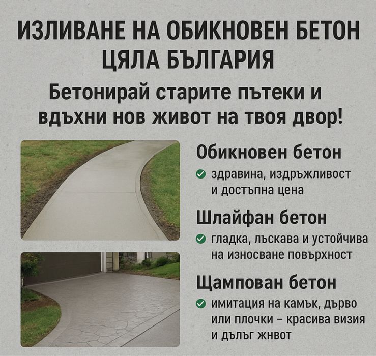 Бетонирай старите пътеки и вдъхни нов живот на своя двор