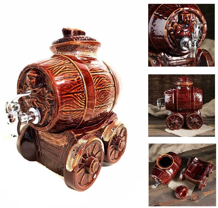 Керамично буре с кран тип диспенсър за вино 3Л