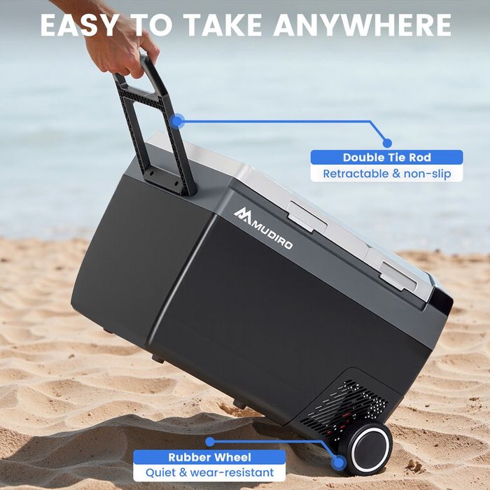 Frigider auto portabil Mudiro 45L cu roți și aparat de gheață - 12V