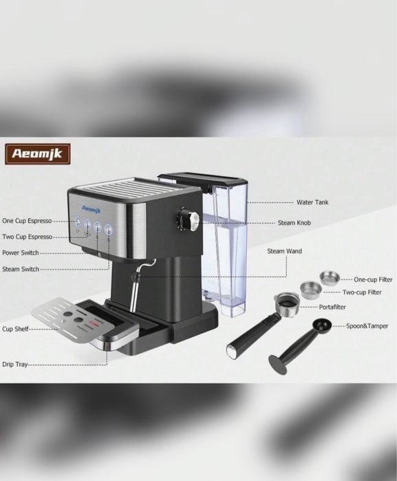 Aparat de cafea premium/Negru Inox