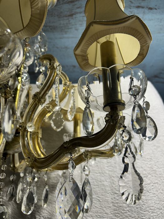 Lampadar antic deosebit restaurat “aurit” cu insertii de sticla