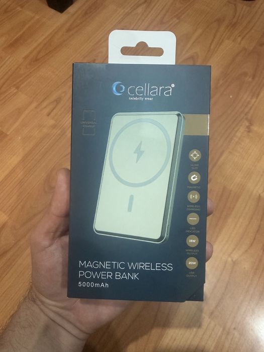 Magnetic wireless power bank Cellara 5000 Ah nouă