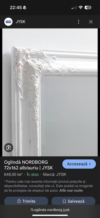 Oglinda Nordborg Jysk alba Nouà