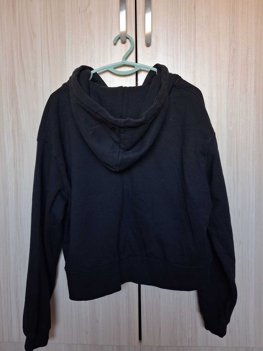Черен суитшърт FB Sister с цип и качулка, размер XXS/XS oversize