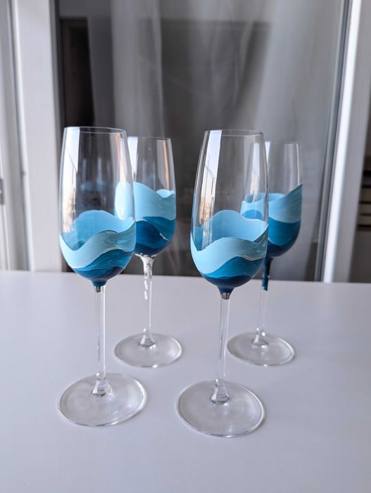 Set pahare mire, mireasa si nasi - pictate manual