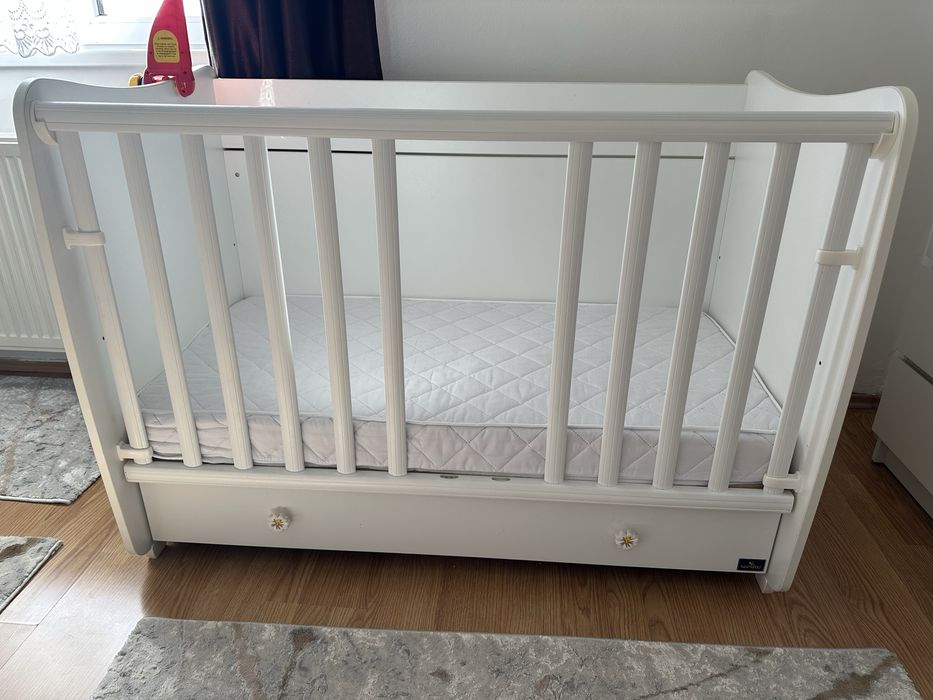 Pătuț cu sertar si saltea cocos