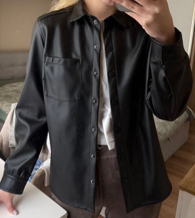 Кожена черна риза H&M