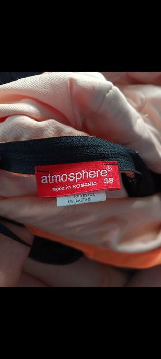 Rochie elegantă asimetrică corai & negru cu dantelă și fustă tutu