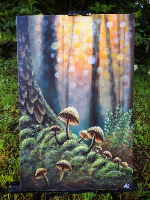 Оригинална акрилна картина на платно – „Горска приказка“