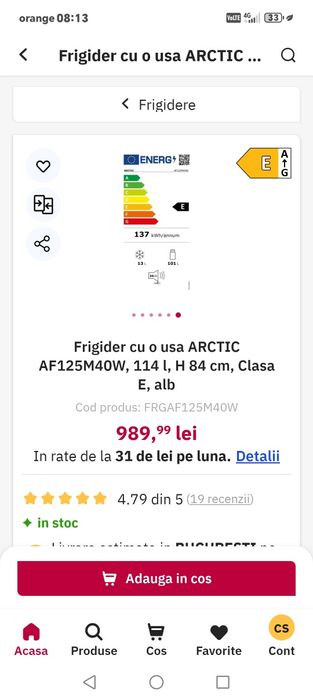 Vând frigider seria AF125M40w