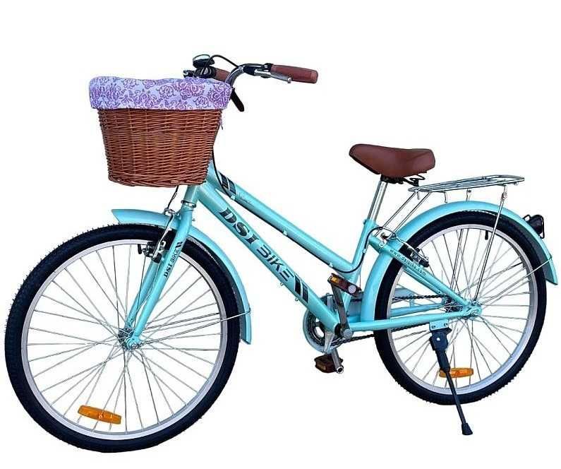 Bicicleta dama, 24 inch, V-brake, cos cumparaturi, portbagaj, sonerie,