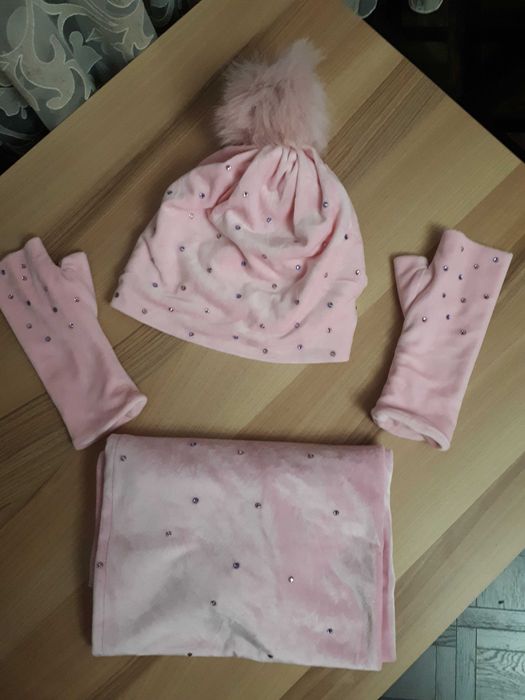 Шапка снуд комплект со стразами