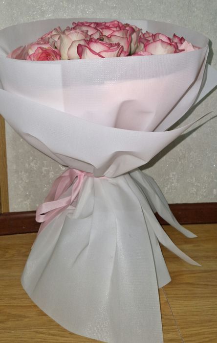 Розы белые с розовыми краями