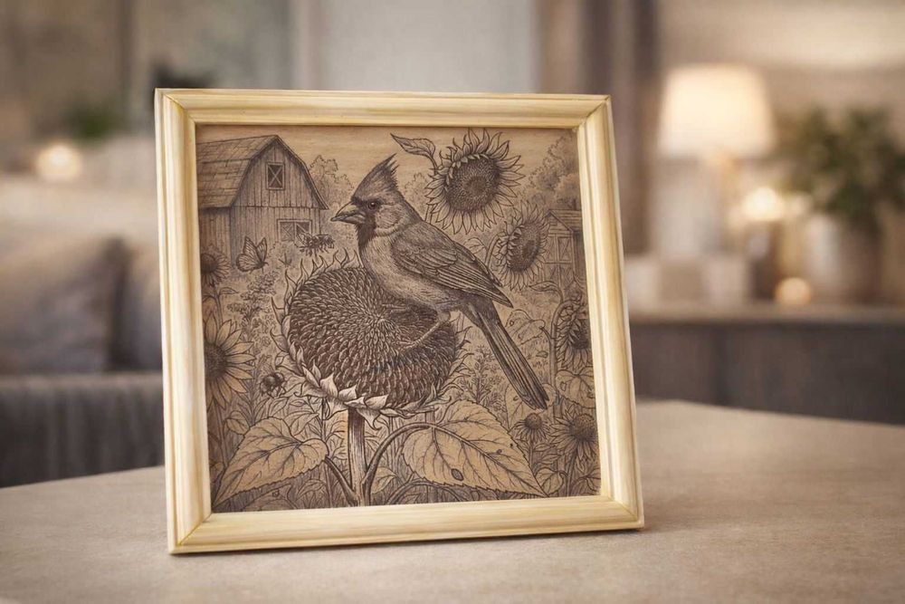 Лазерно гравирана картина с лакирана дървена рамка