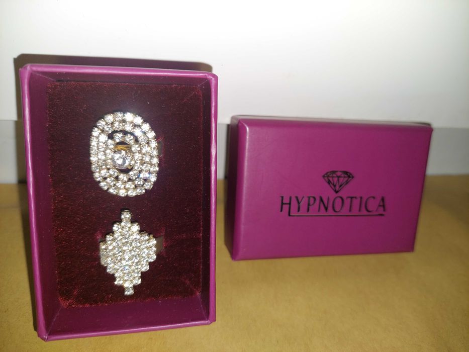 Set doua inele reglabile marime universala cutie Hipnotica cu strasuri