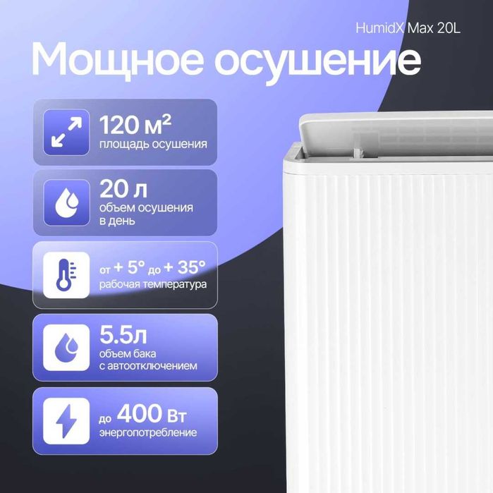 Осушитель воздуха ТЕХСОЛ HumidX Max 20L белый