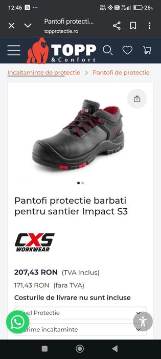 Pantofi de protecție (șantier, munca)