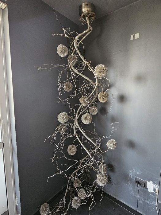 Ексклузивна Дизайнерска Инсталация "Сребърен Клон" и три лампи