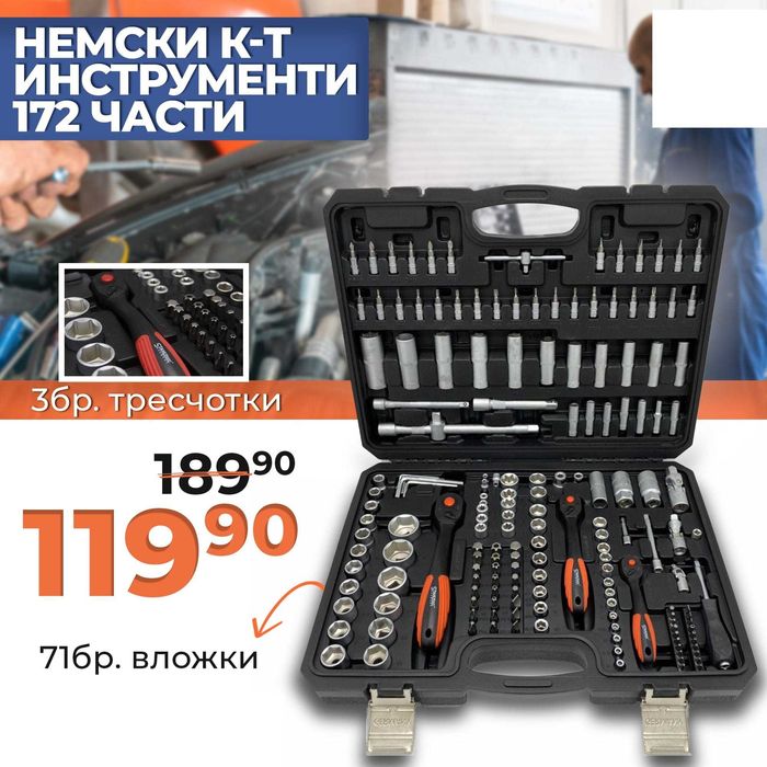Немско Гедоре 172 части Premium качество с 3 тресчотки