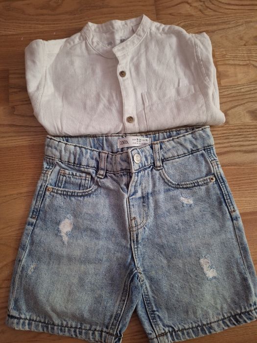 De vânzare lot pantaloni scurti și camasa, mărimea 86-92 cm
