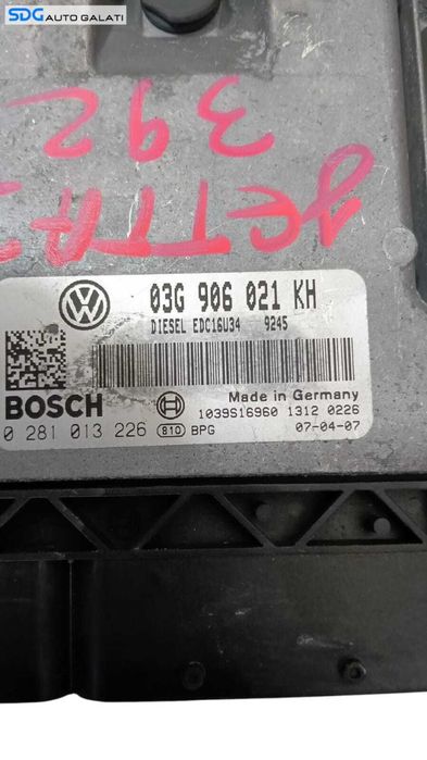 Kit Pornire ECU Calculator Motor Bosch Ceas Ceasuri Bord CIP Cheie Cheie Imobilizator Volkswagen Jetta 3 1.9 TDI BXE BKC 2005 - 2010 Cod 03G906021KH 0281013226 [M8394]