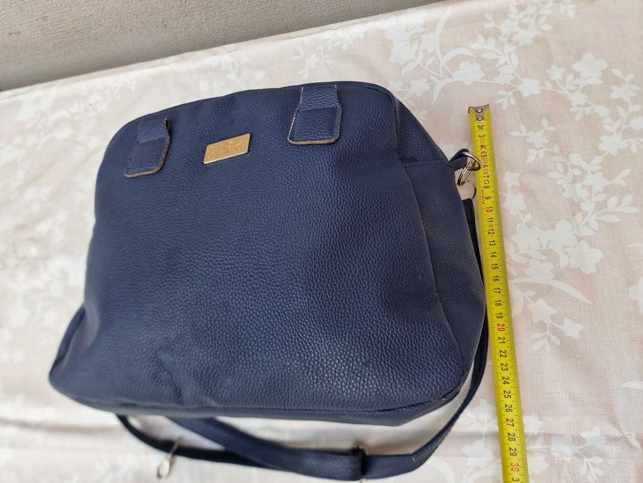 Carla Faustini, poseta dama, geanta messenger, piele ecologica, Blue