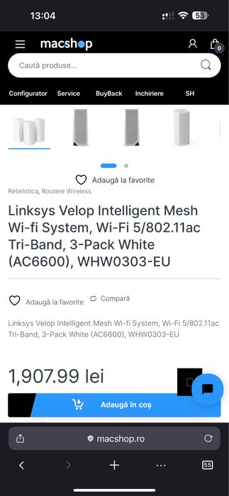 Sistem routere Wi-Fi Tri-Band Linksys Velop AC6600 ca noi, stare super