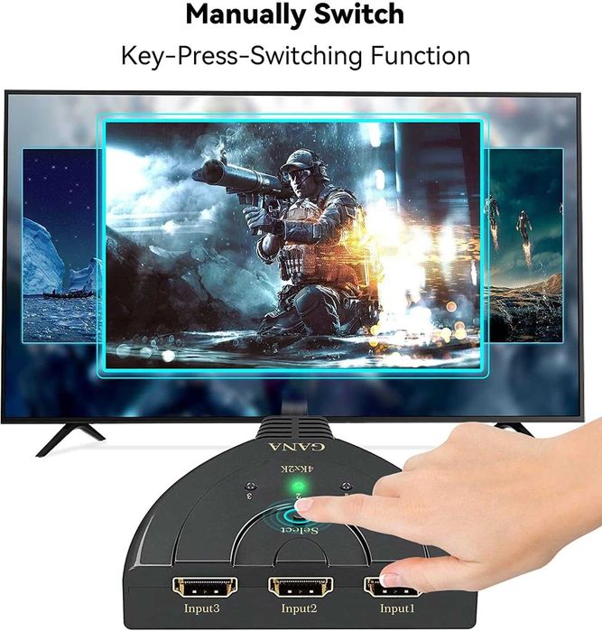 Comutator Switch Splitter HDMI GANA 4K 3 IN 1 OUT,3D Full HD 4K 1080P