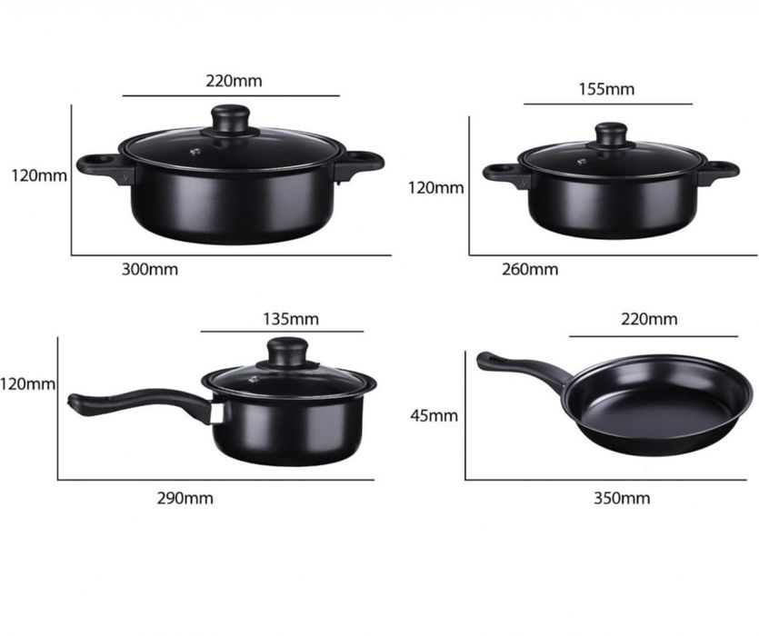 Комплект съдове за готвене от 13 части,незалепващо покритие.