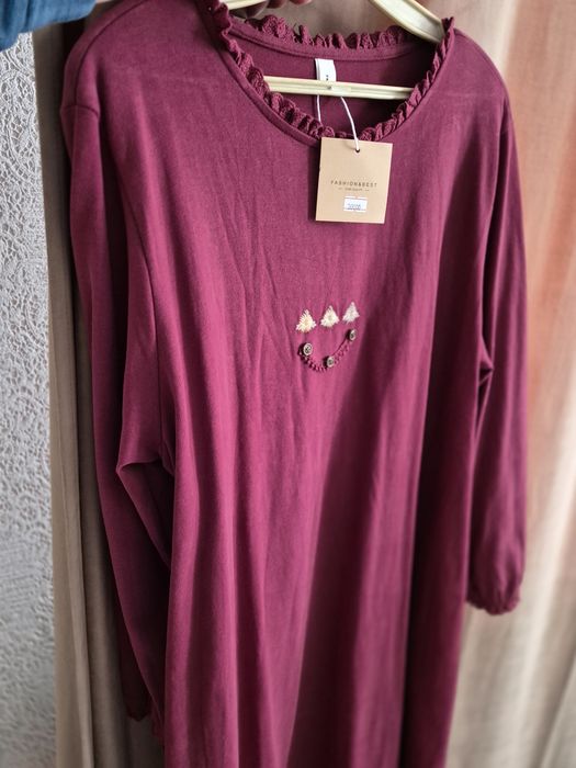 Платье, хлопок, бордо