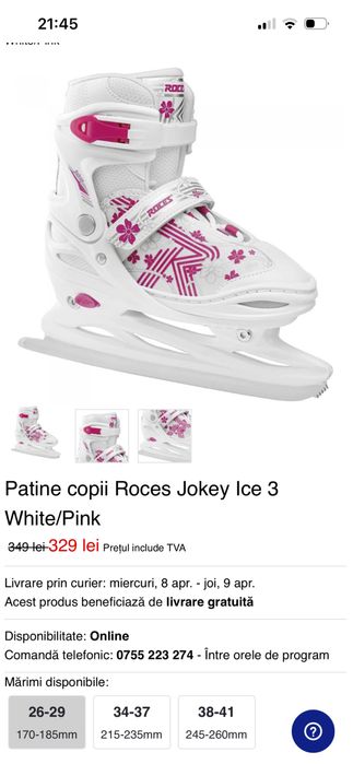 Patine copii Roces White/Pink marimea 26-29 Reglabile
