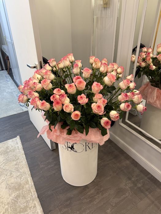 Цветы, 101 роза, розового цвета