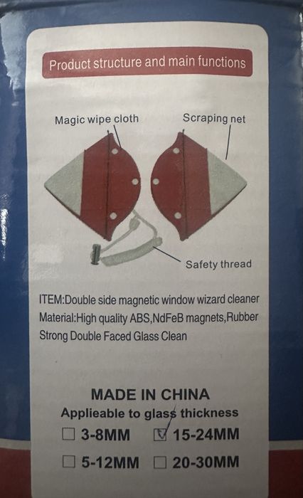 Двулицева магнитен уред за почистване на прозорци