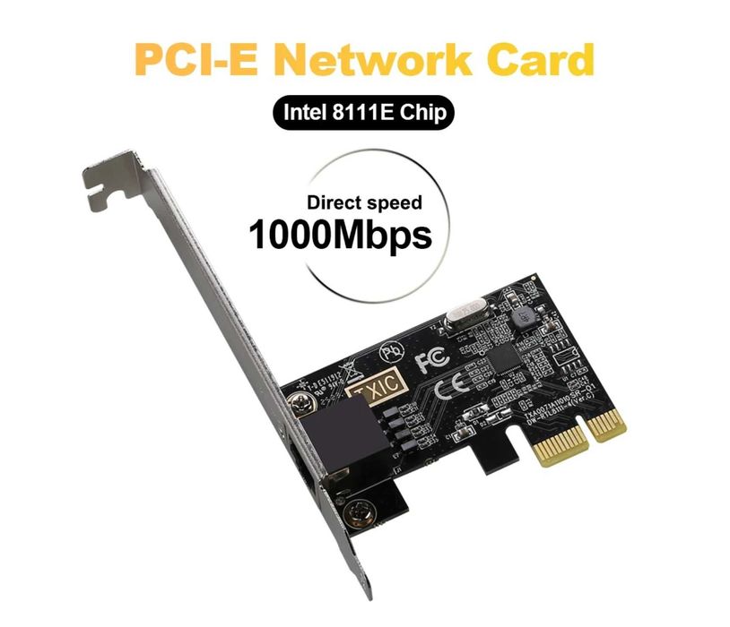 Сетевая карта PCIE на RJ45, 1000 Мбит/с