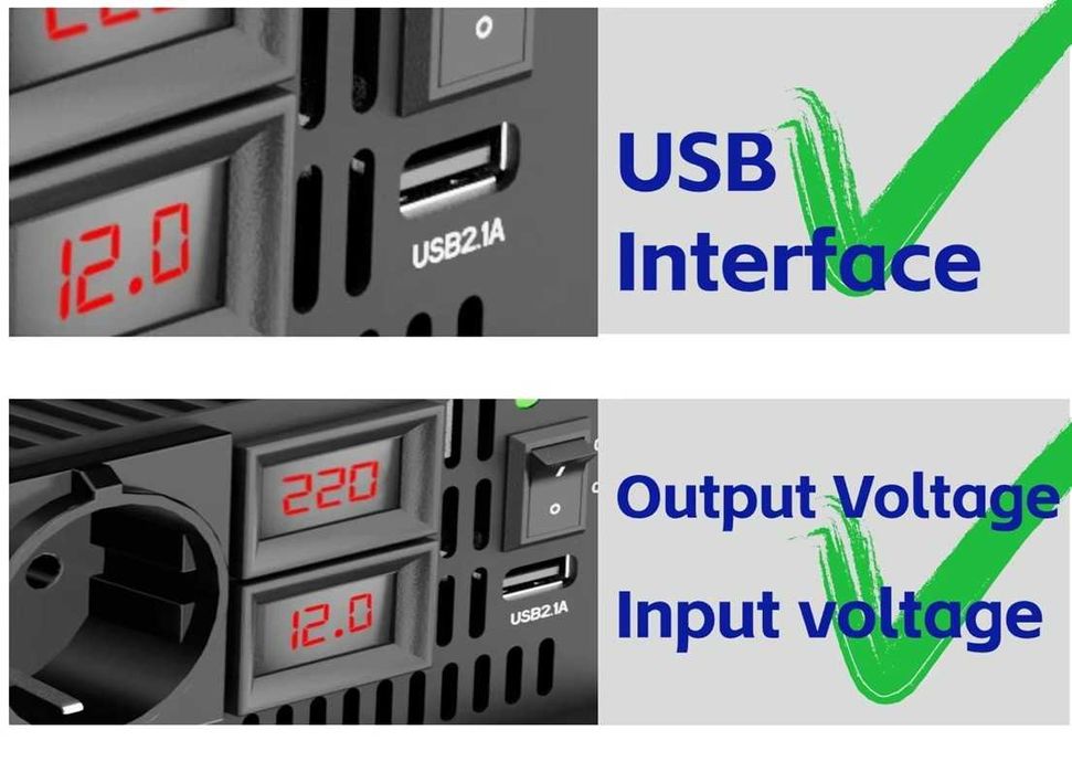 Invertor Houli 12V sau 24V  4000W Sinus cu priza USB