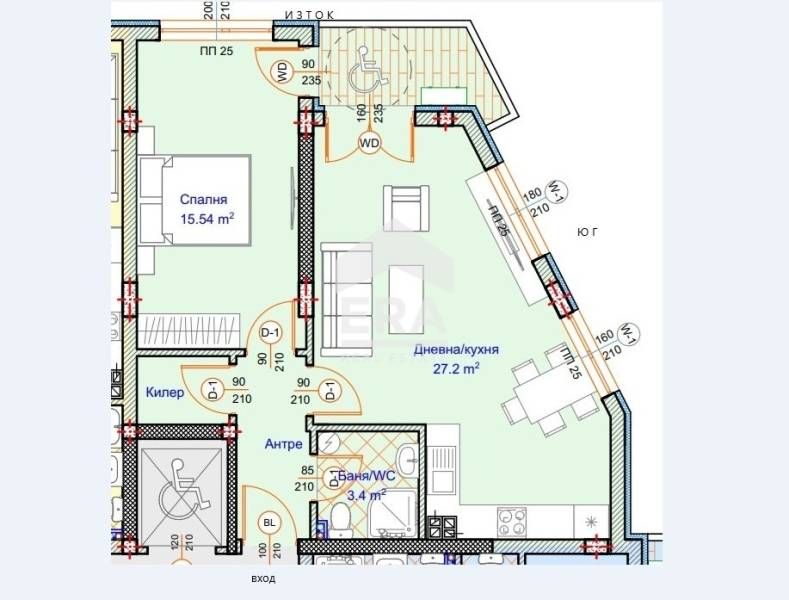 Двустаен югоизточен апартамент за продажба, с големи стаи, в новостроя