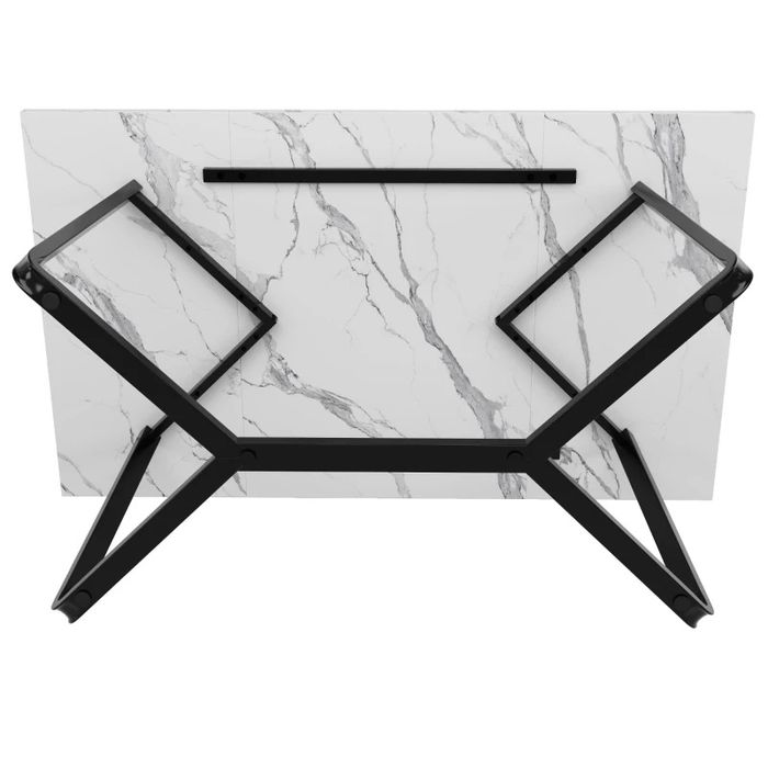 PROMO Masa bucatarie, 4-6 persoane, MDF, alb-marmoroptik, 138cm