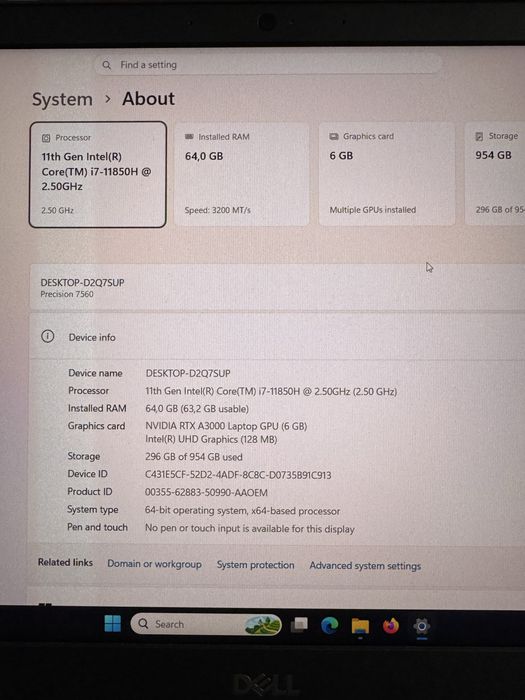 Laptop Dell precision (workstation)64-ddr4 i7 4800hz