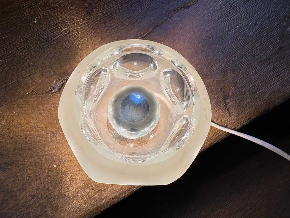 Lampa, veioza, Space Age Peill & Putzler Ice Cube din cristal greu cu eticheta originala mid century