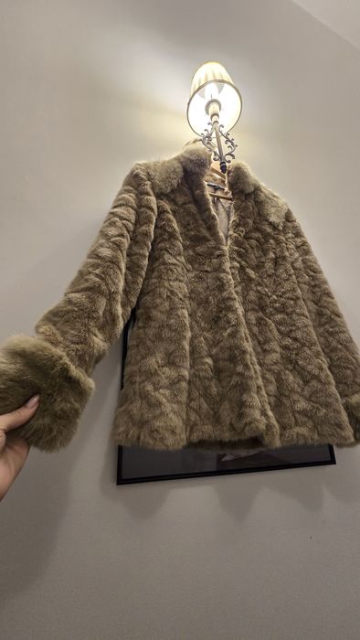 Haină de blană artificială, bej cafeniu, Morgan, mărime 38