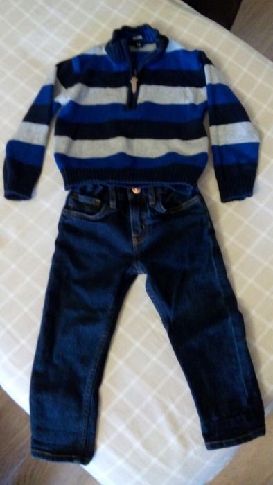 Детски дънки и пуловер и 2 ризки