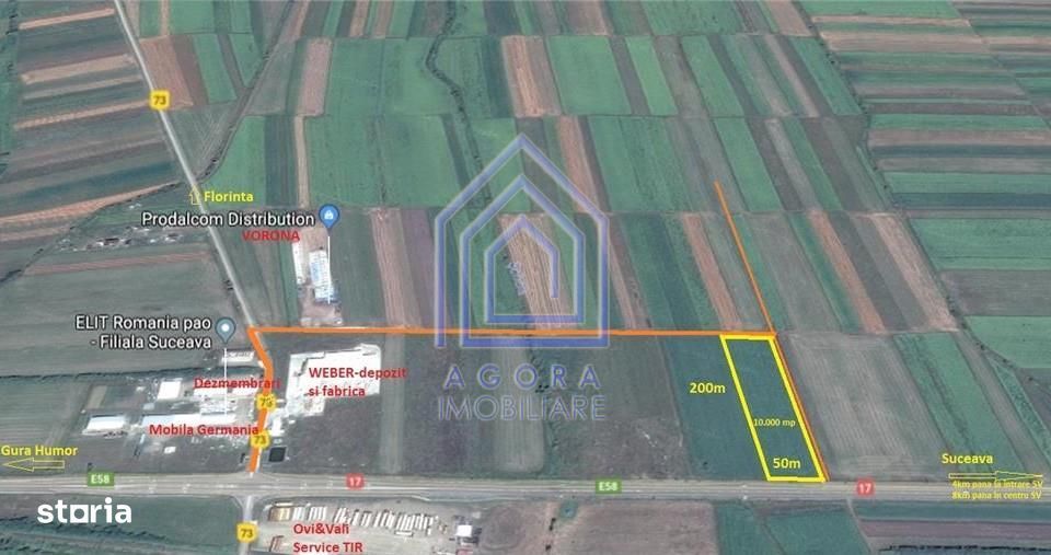 Teren 10.000 mp langa Weber si Vorona, DN E58 spre Gura Humorului