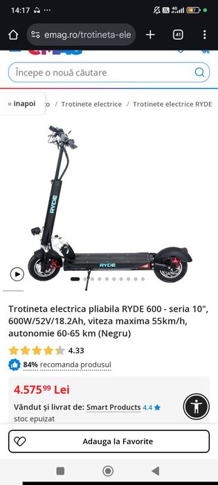 Trotineta ryde 600